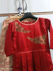 Title: Elegant Red and Cream Traditional Dress