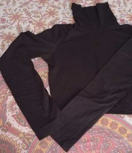 Black Turtleneck Crop Top