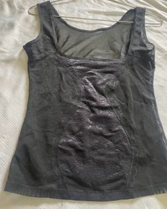 Black Mesh Panel Tank Top