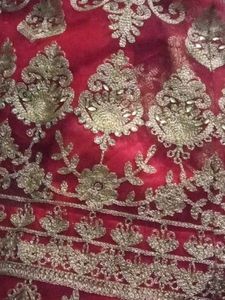 Red &amp; Gold Embellished Fabric