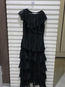 Elegant Black Ruffled Dress