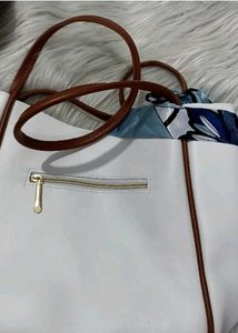 Stylish Cream Tote Bag with Scarf
