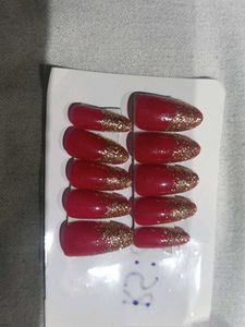 Red Glitter Press-On Nails