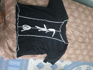 Black Top with White Stitch Detail