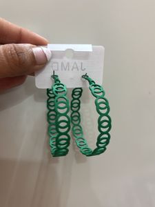Green Geometric Hooping Design Hoop Earrings