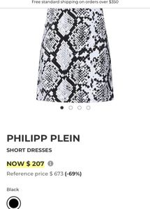 Brand New Philipp Plein Python Print Short Dress