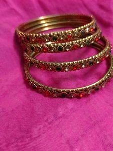 Multicolored Golden Metal Bangles