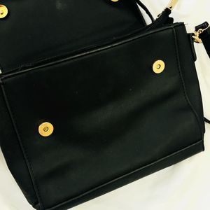 Black Woven Flap Crossbody Bag