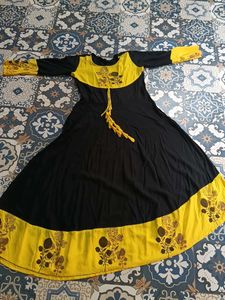 Black &amp; Yellow Embroidered Dress