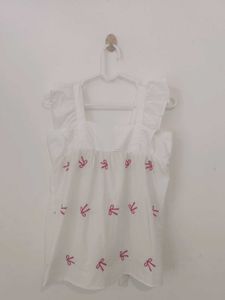 White Top with Pink Bows