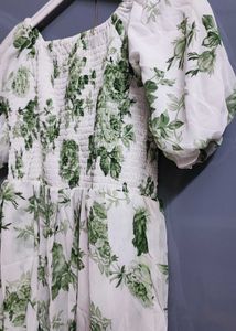 Fit And Flare Flower Green Dress