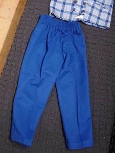 Boys&#39; Plaid Vest &amp; Blue Trousers Set(4 piece)