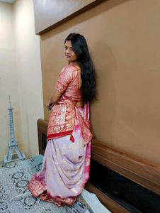 Elegant Pink Banarasi Saree