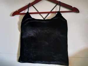 Solid Round Neck Backless Slim Fit Crop Top