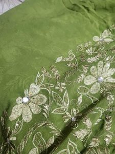 Green Embroidery Saree 🥻