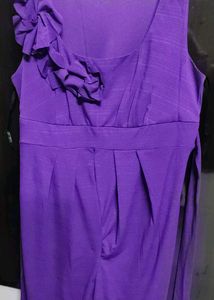 Purple elle ruffle front belted halter mini dress