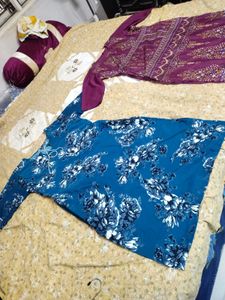 Combo-Elegant Purple n teal blue Kurta