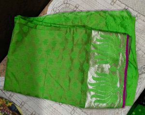 Half And Haf Pink &amp; Green Saree