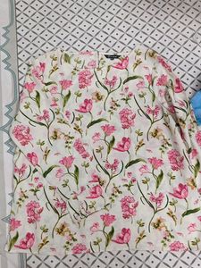Off White Floral Top For Bust 44