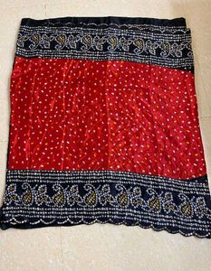 Red &amp; Black Bandhej Saree