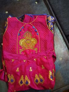 Pink &amp; Gold Embroidered Girls Dress