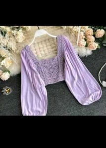 Beautiful❤️Crochet Top with Balloon Sleeves