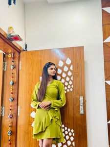Olive Green Ruffle Wrap Dress