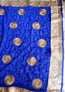 Royal blue Zari Saree for festive look