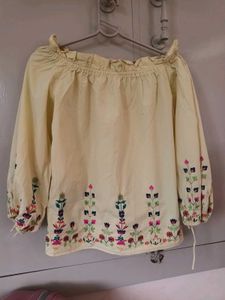 Embroidered Peasant Top