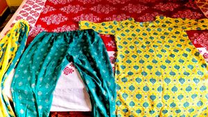 New Yellow &amp; Green Kurta Set