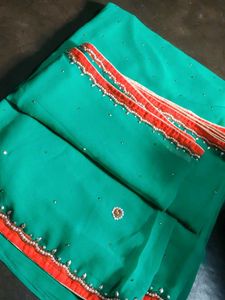 Elegant Green Embellished Saree 💚