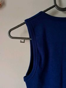 Ribbed Blue Sleeveless Top