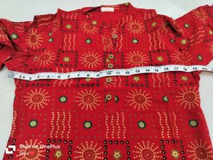 Bandhej Print Kurta, Skirt And Dupatta
