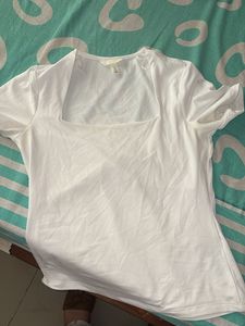 White Square Neck Top
