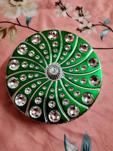Green Rhinestone Trinket Box