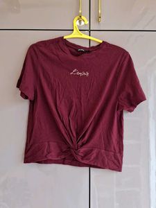 Maroon Twist Front Tee