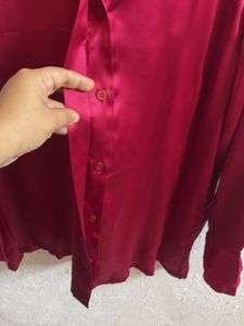 Burgundy Satin Shirt