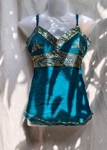 I. Teal Embellished Top