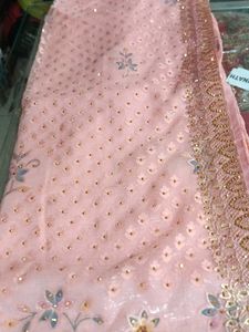 Peach Embroidered Saree