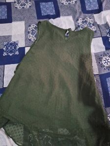 Olive Green Swiss Dot Top