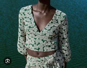 Zara Leaf Embroidered Top