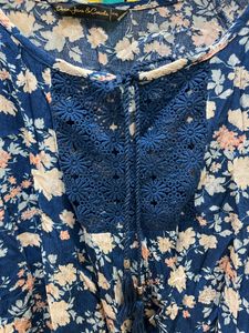 Navy Blue Floral Top