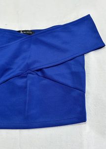 Blue Off-Shoulder Crop Top