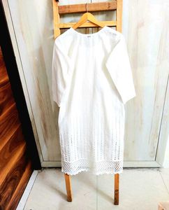 White Embroidery Work Kurti Size-34