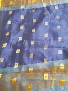 Peacock Blue Grand Saree with Contrast Blouse