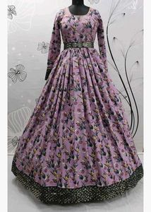 Floral Printed Semi-stitched Anarkali Gown