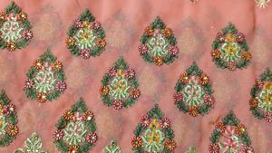 Beautiful Peach Sari With Stitch Blouse