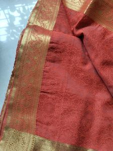 Coral Golden Saree... Navratri Sale