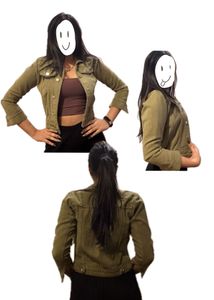 Retro Olive Green Denim Jacket