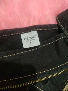 Freakins Black Halter Neck Crop Cotton Top